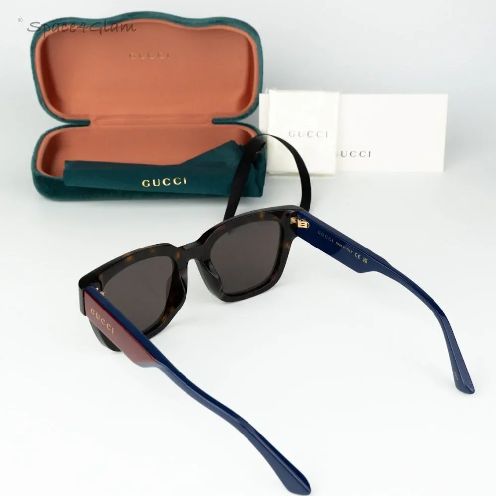 NEW Gucci GG1670SK 002 Havana Red Blue Grey Unisex Square Sunglasses GG 1670SK
